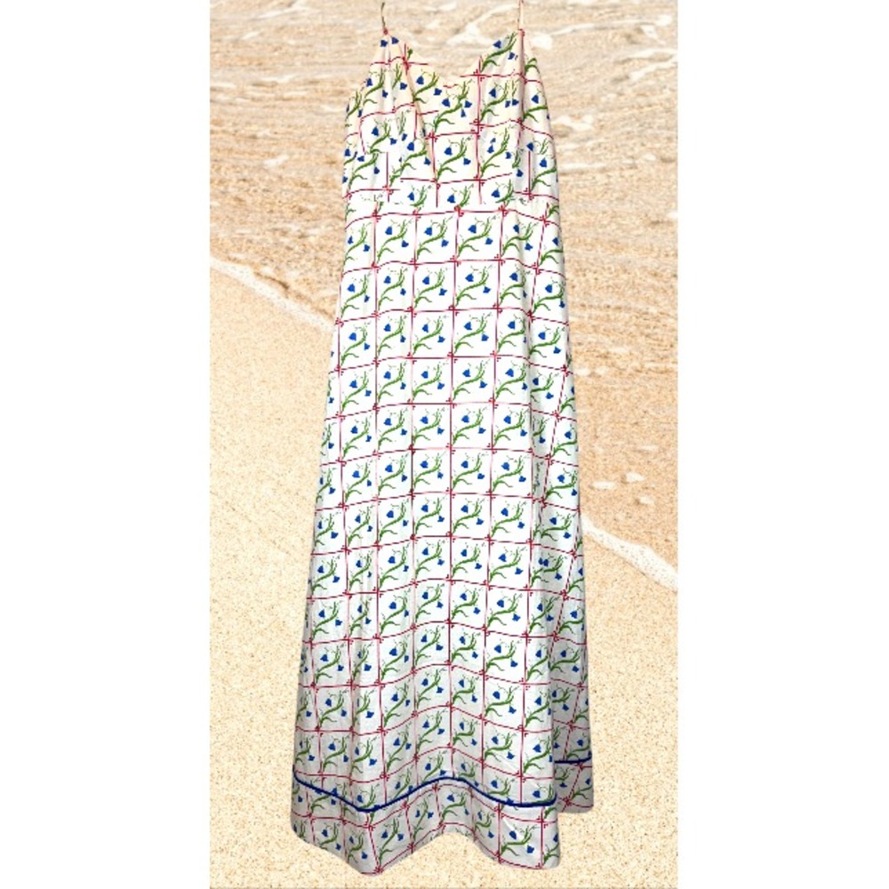 Joie Linen Blend Floral Maxi Sundress Women's 10 Smocked Lined Pockets NWT